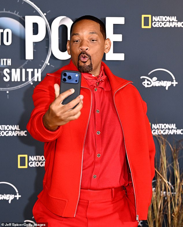He also appeared to pose for selfies ahead of the screening