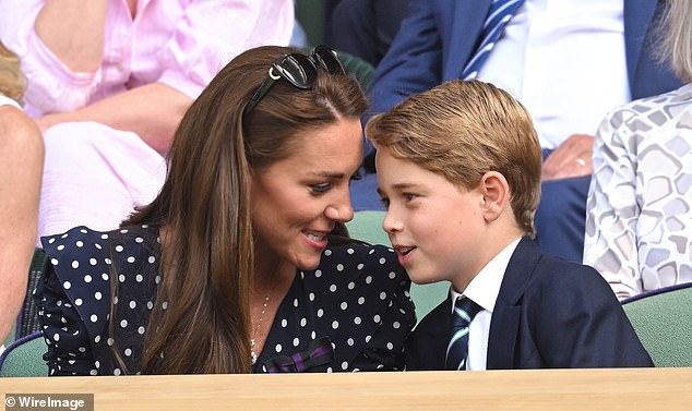 Family comes first: The royal expert says Kate will, now more than ever, put her three children first (Pictured with Prince George at Wimbledon in 2022)