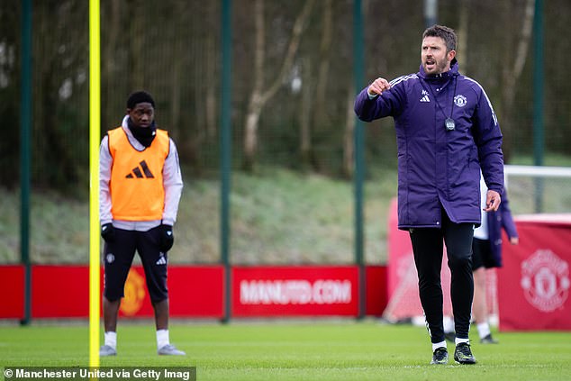 Michael Carrick took his first training session as Manchester United head coach on Wednesday