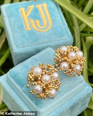 For the occasion, Kate sported her Katherine James pearl earrings in 18ct yellow gold (pictured)