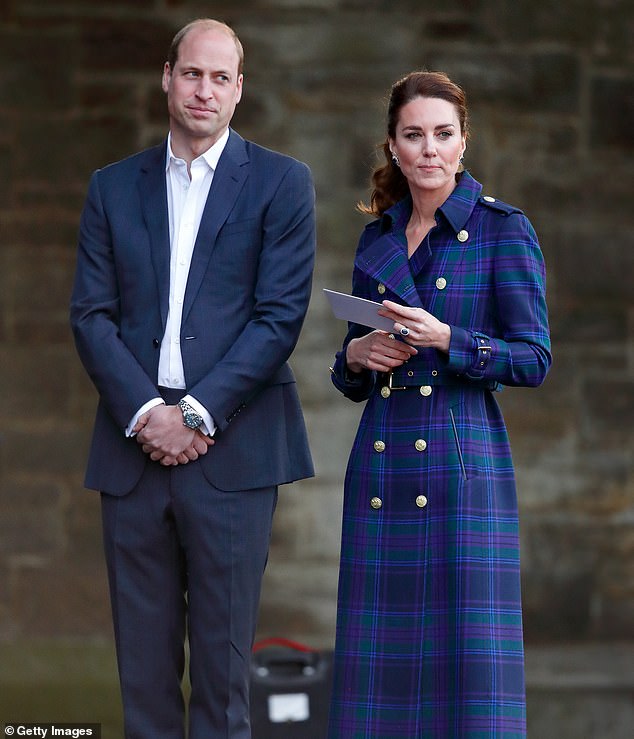 William and Kate, also The Duke and Duchess of Rothesay, are set to travel to Stirling and Falkirk on January 20 and shine a light on key aspects of Scottish heritage. Pictured: Kate seen dressed in tartan while William dons a suit in Edinburgh in 2021