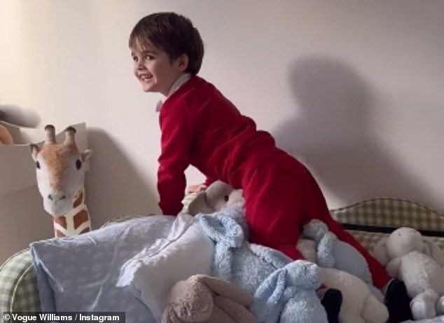 Vogue is now on day five of moving home as she shared a clip of Otto, four, seeing his new room for the first time in their rented temporary home