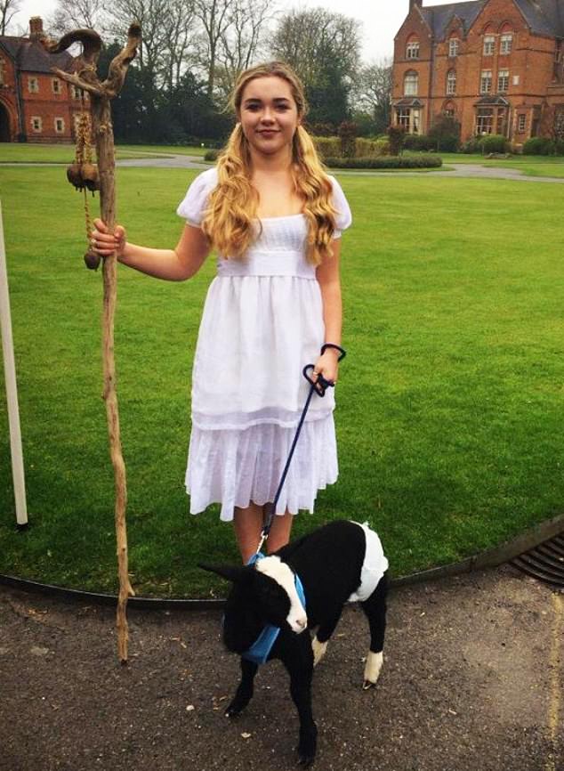 Florence Pugh during her final year at £60,000-per-year St Edward’s School in Oxford, where pupils were encouraged to wear fancy dress for a novelty ‘Leavers’ photo