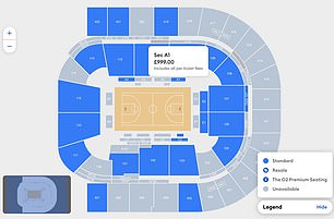 Courtside tickets were also on sale for £999 on Sunday morning for the showpiece event