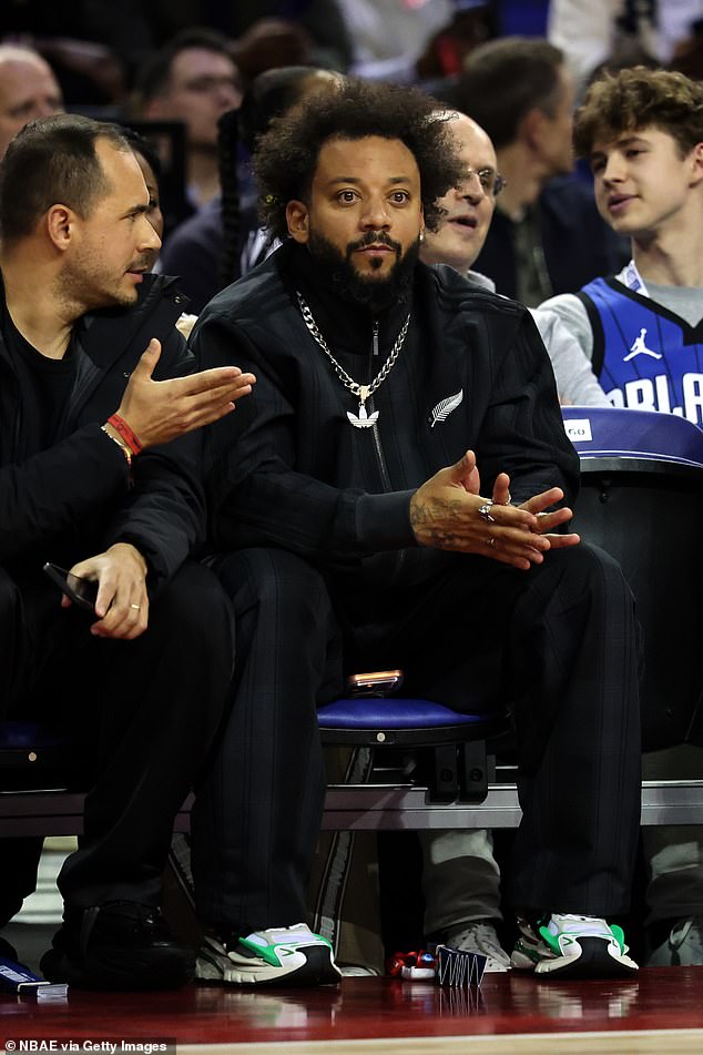 Real Madrid's legendary Brazilian defender Marcelo was seen courtside in London on Sunday