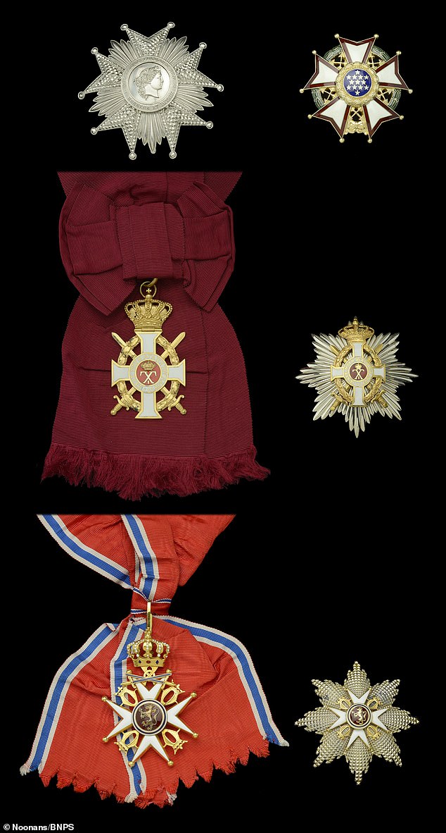 Pictured: The medals of two distinct European royal orders of chivalry: the Royal Norwegian Order of Saint Olav and the Royal Order of King George I of Greece. The tragic tale of HMS Glorious has now emerged after Sir John's impressive group of 22 medals sold at auction for £20,000