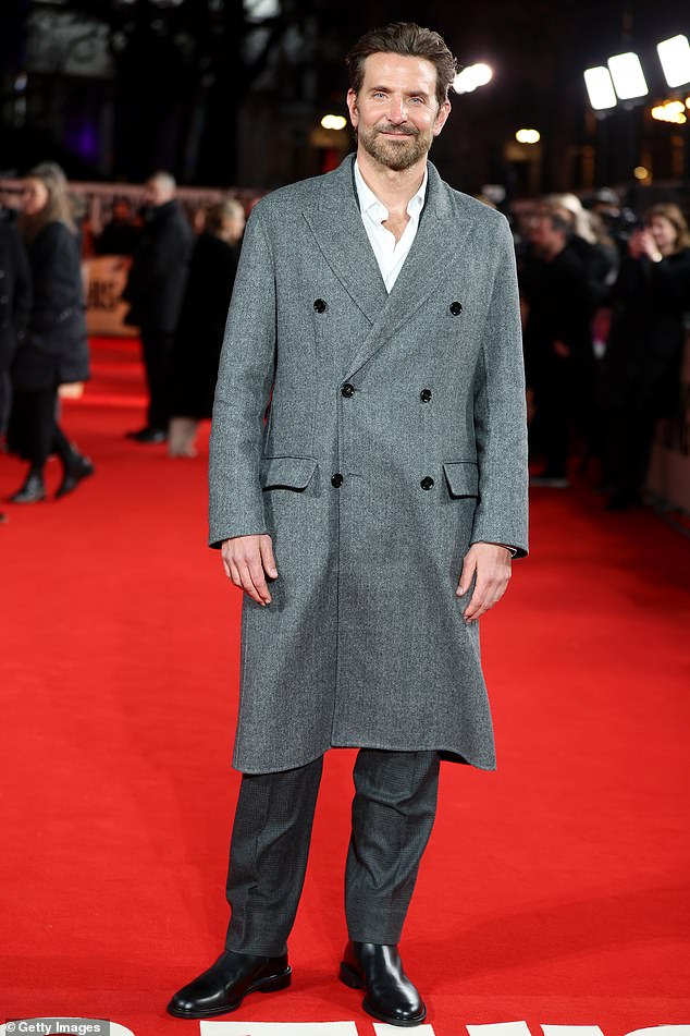 Bradley, who also stars as the character Balls in the movie, slipped his coat over a crisp white shirt and charcoal trousers