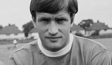 Everton legend Tommy Wright has died at the age of 81 (pictured at the club in 1968)