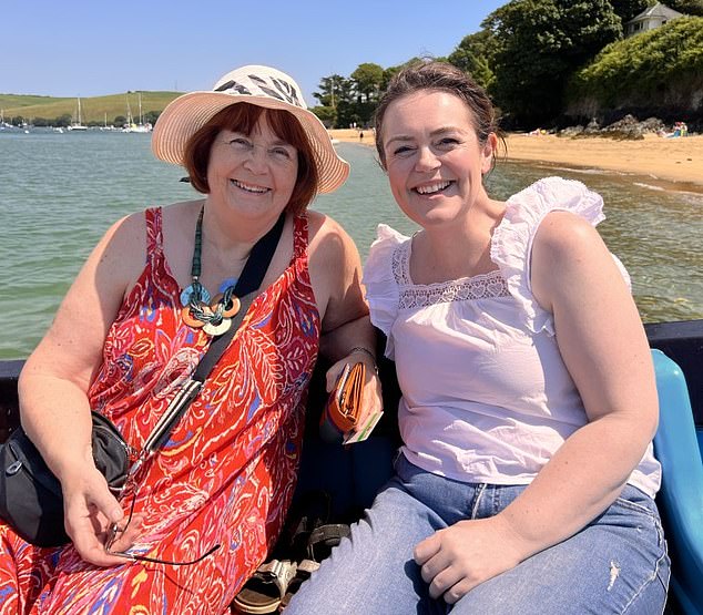 Rosie after slimming down with the weight-loss jab, pictured on holiday with her mum