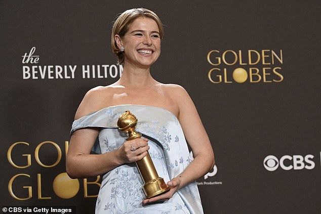 Jessie Buckley (pictured at the Golden Globes), who grew up in Killarney, Co Kerry, only got a TV when she was a teenager