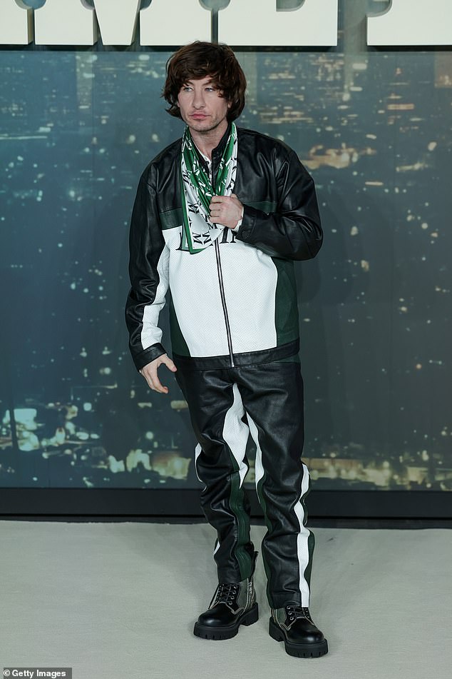 Barry Keoghan, 33, opted for a stylish leather racing co-ord for the star-studded event