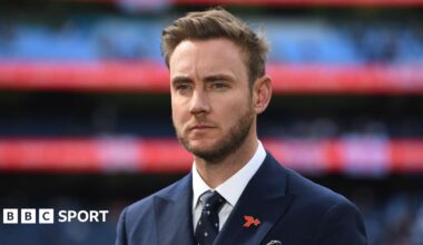 Stuart Broad while working as a pundit on the Ashes series