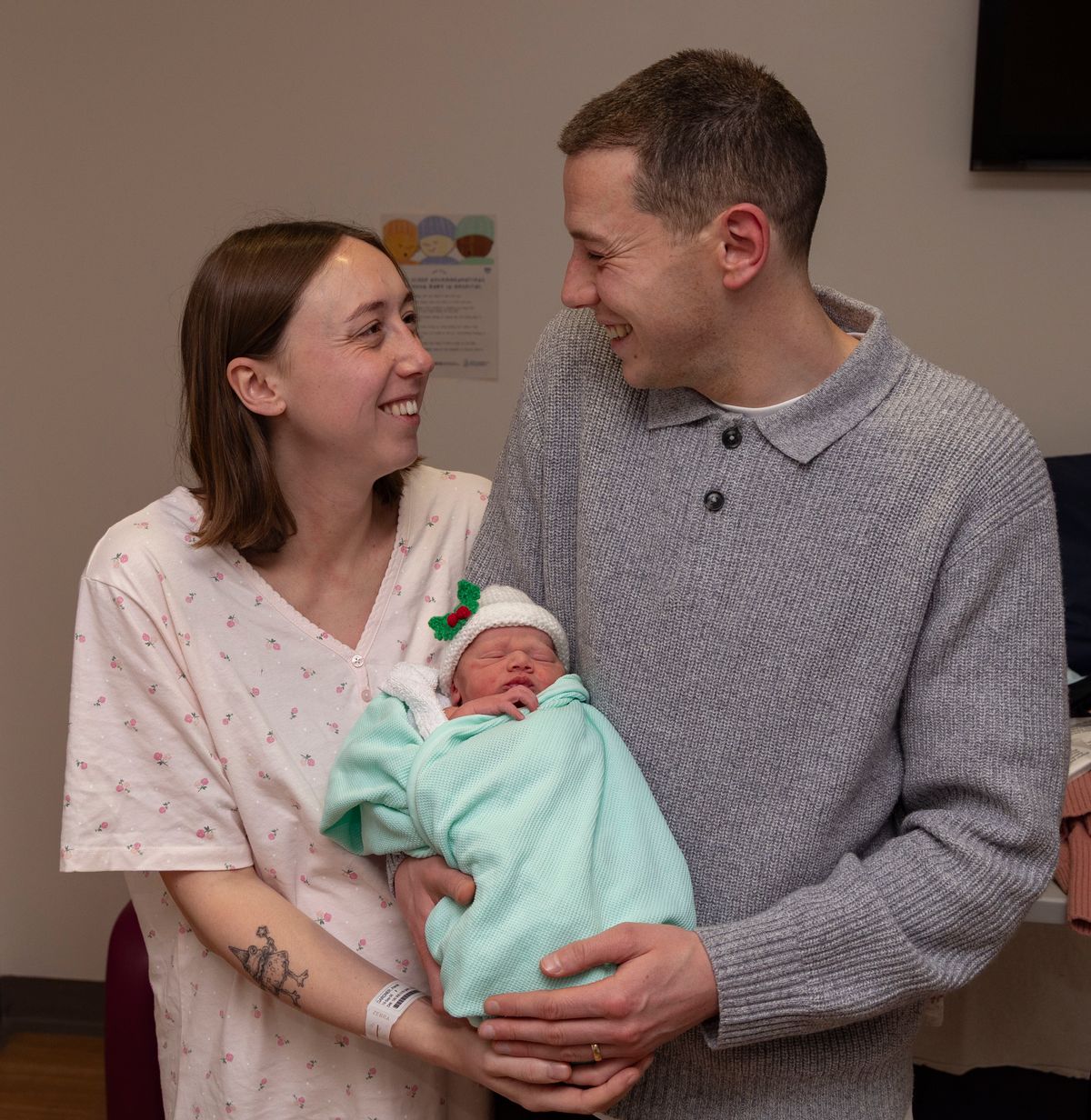 Parents Alanah Gardner and Oli with baby Charlie born on New Year's Day at the Royal Infirmary of Edinburgh