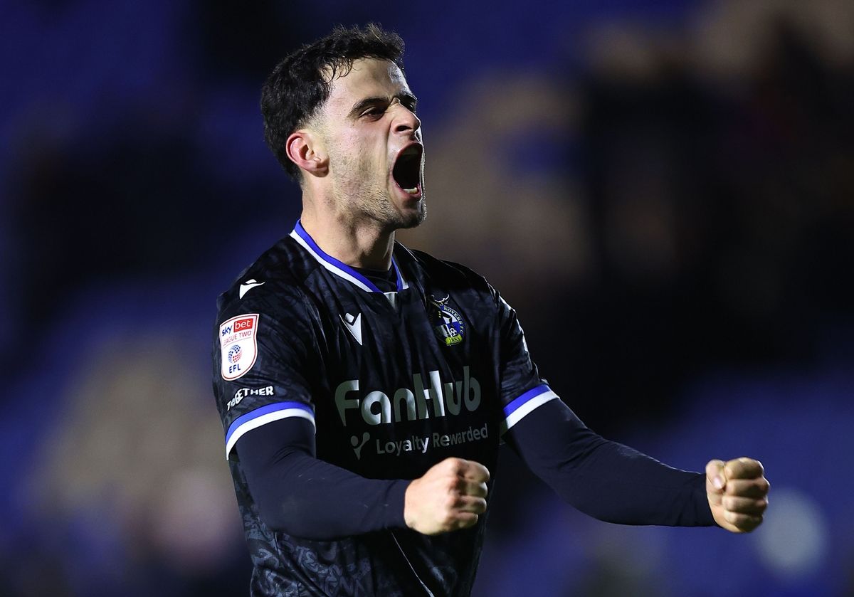 Fabrizio Cavegn of Bristol Rovers celebrates after the match