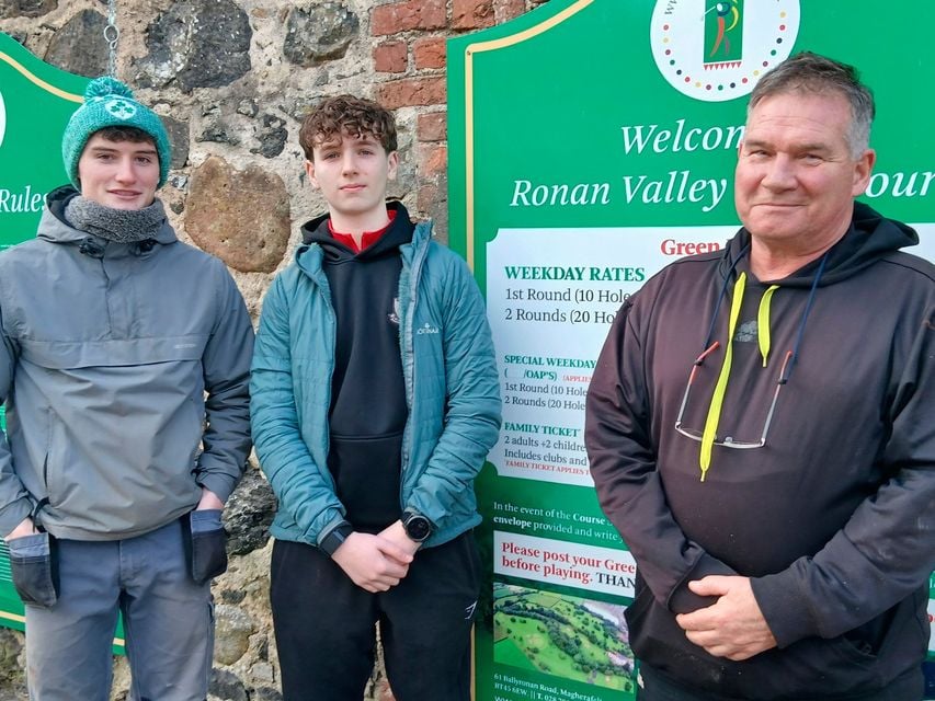 Peter Tohill, owner and manager at Ronan Valley Golf Course in Magherafelt (right) with Zack Gavigan and Conor Tohill.