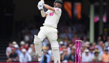 SYDNEY, AUSTRALIA - JANUARY 05: Travis Head of Australia hits out during day two of the Fifth Test in the 2025/26 Ashes Series between Australia and England at Sydney Cricket Ground on January 05, 2026 in Sydney, Australia. (Photo by Philip Brown/Getty Images)