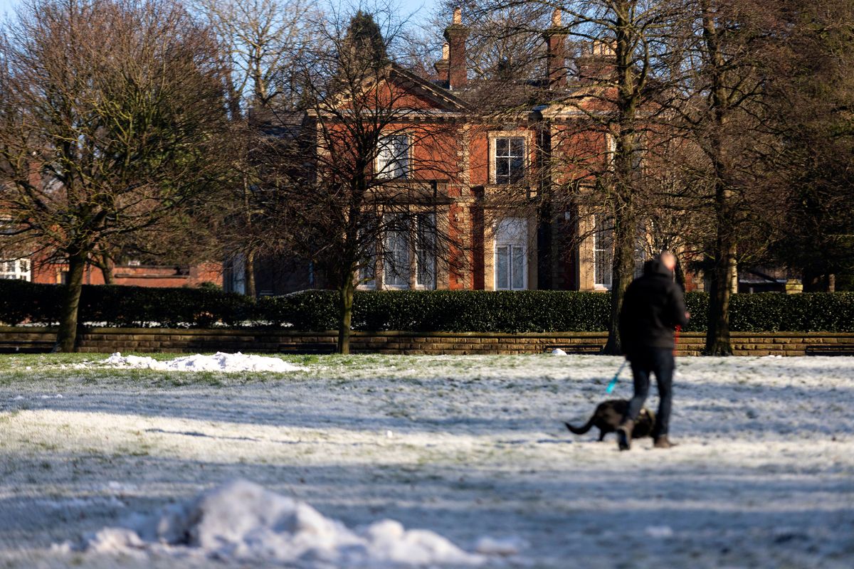 General view of frost and cold weather at Wernerth Park in Oldham