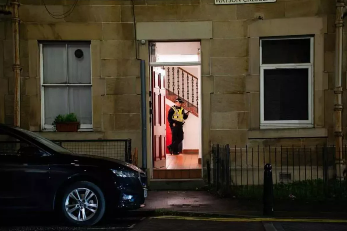 Police at Watson Crescent in Edinburgh.