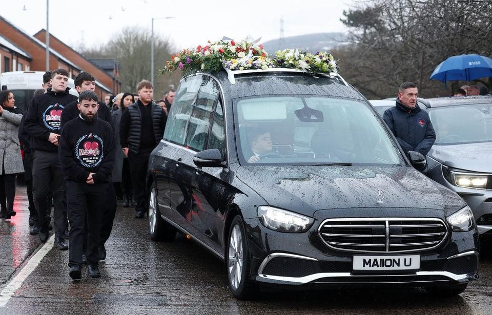 The funeral of Paul McCullagh Jnr at St Luke's Church in Twinbrook. Jonathan Porter/PressEye