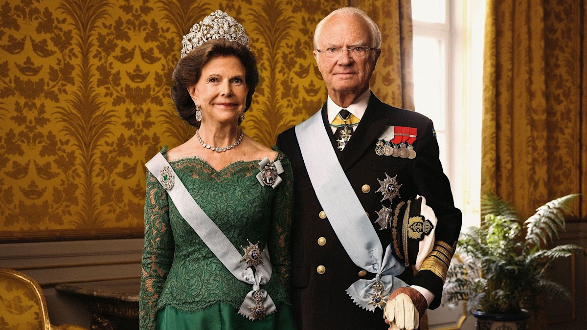 King Carl XVI Gustaf and tiara-clad Queen Silvia release new portraits to mark historic year