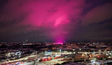 Pink glow lights up Birmingham sky - but what was the cause?