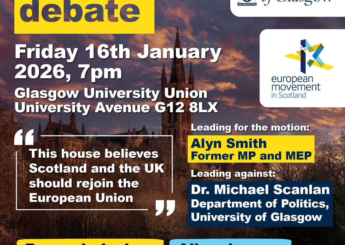Political heavyweights limber up for rejoin EU debate at Glasgow Uni – The NEN – North Edinburgh News