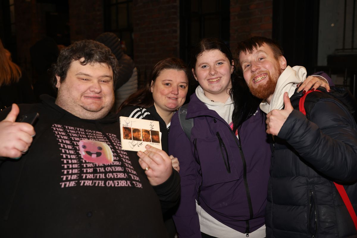 Darren, Nat, Josie and John Boy queuing for the Blue album signing at The Jacaranda 