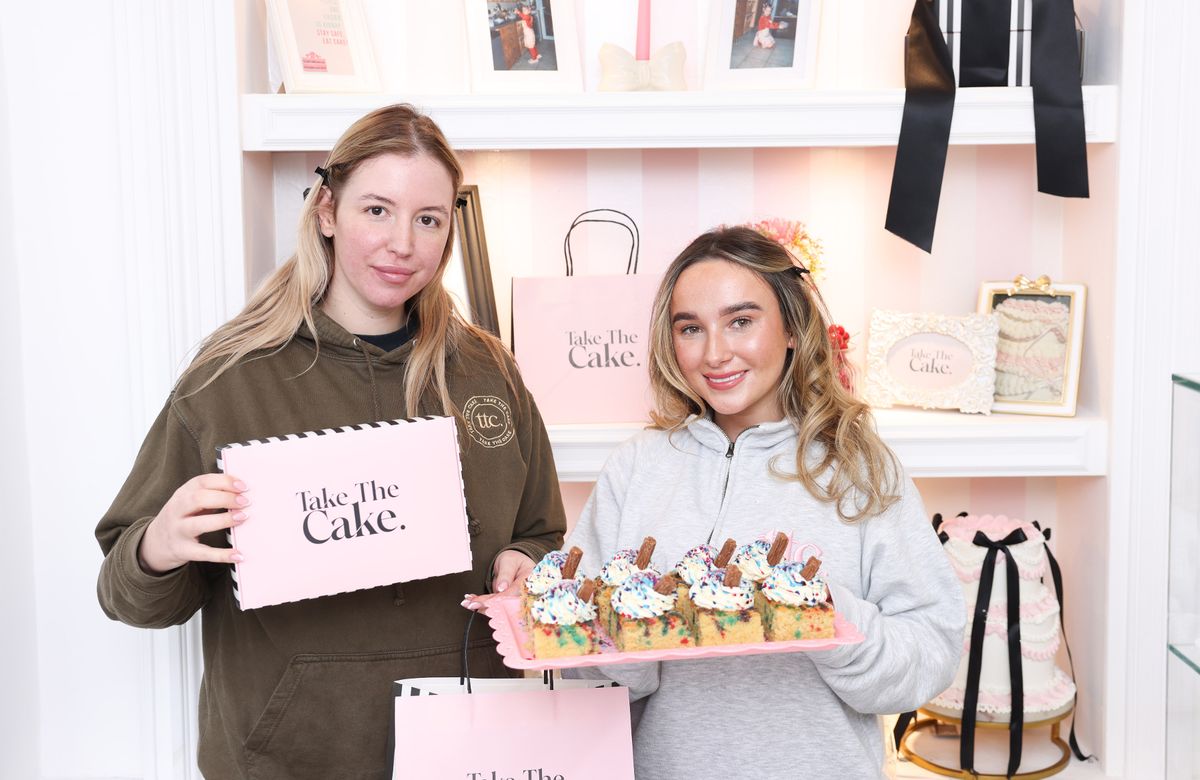 Mollie (left) and Shannon in Take the Cake on Rice Lane in Liverpool. Mollie is Shannon's cousin and works at the shop.