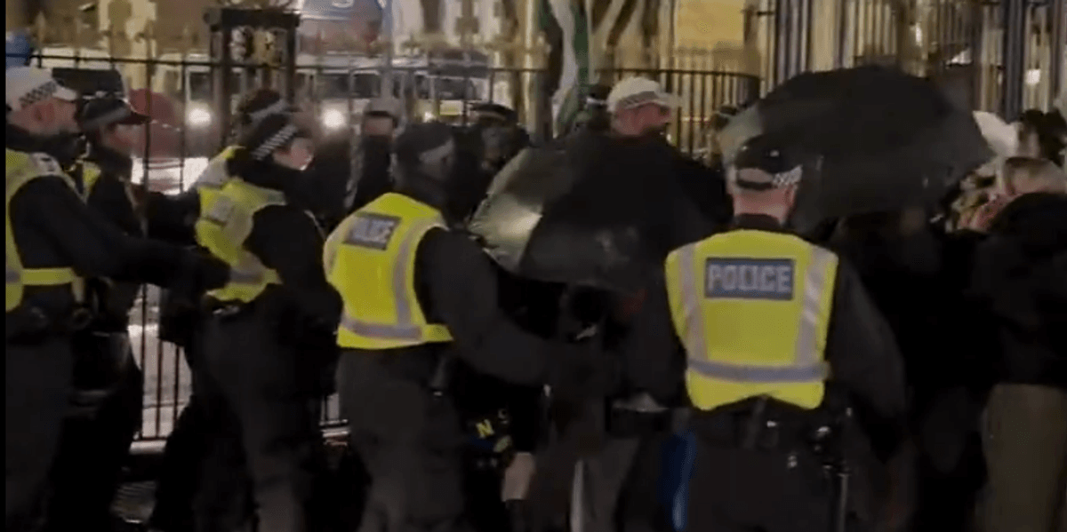 Pro-Palestine mob break into London prison as police make multiple arrests