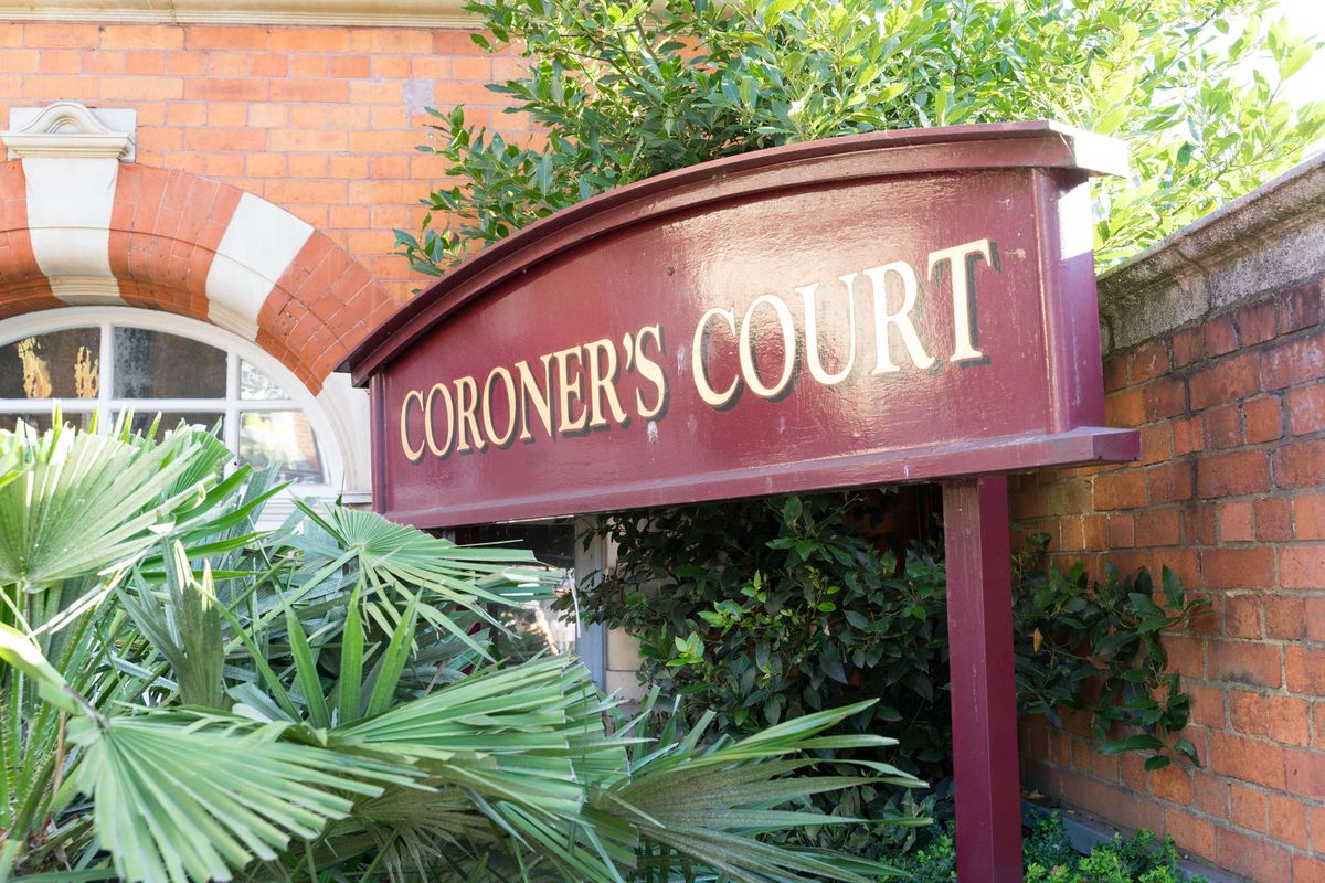 A coroner's court sign