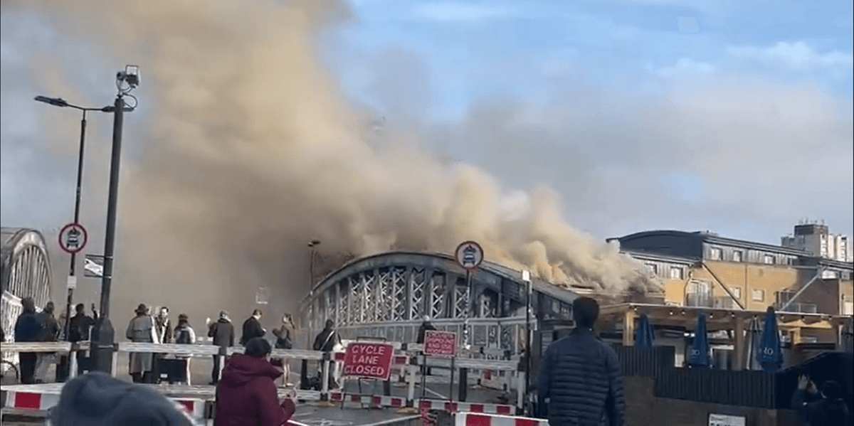 Travel chaos engulfs London as huge fire erupts near Euston station and smoke billows over Capital