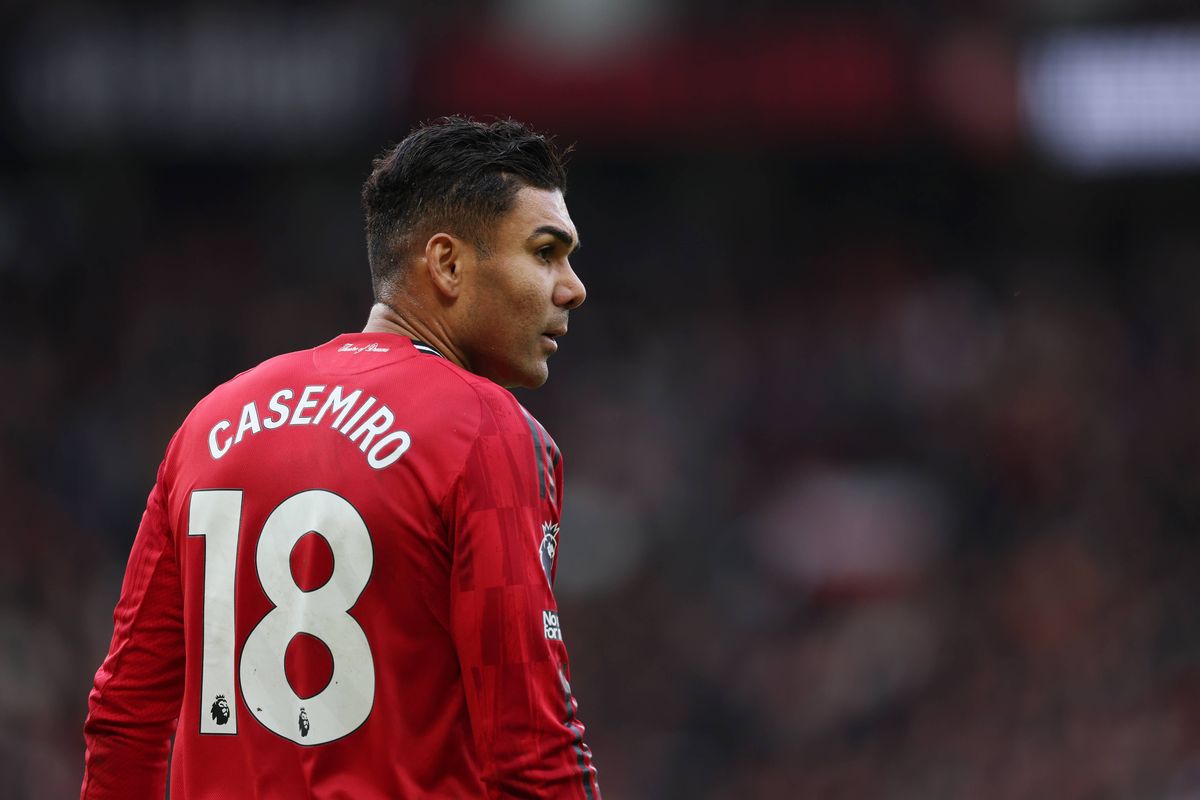 MANCHESTER, ENGLAND - JANUARY 17: Casemiro of Manchester United looks on during the Premier League match between Manchester United and Manchester City at Old Trafford on January 17, 2026 in Manchester, England. (Photo by Michael Regan/Getty Images)