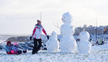 Snow warnings remain for parts of UK as millions return to work and school