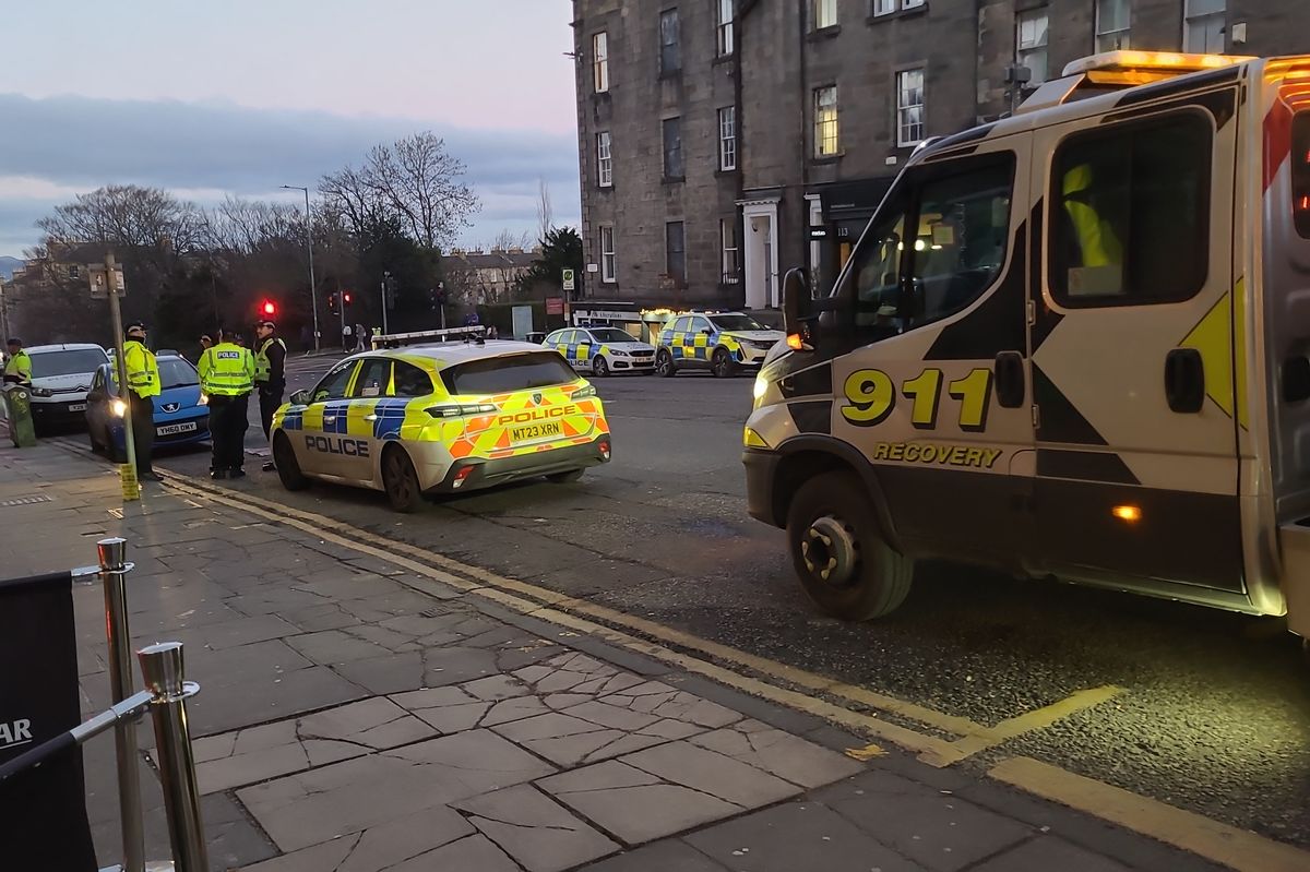 A car collided with scaffolding in Edinburgh city centre
