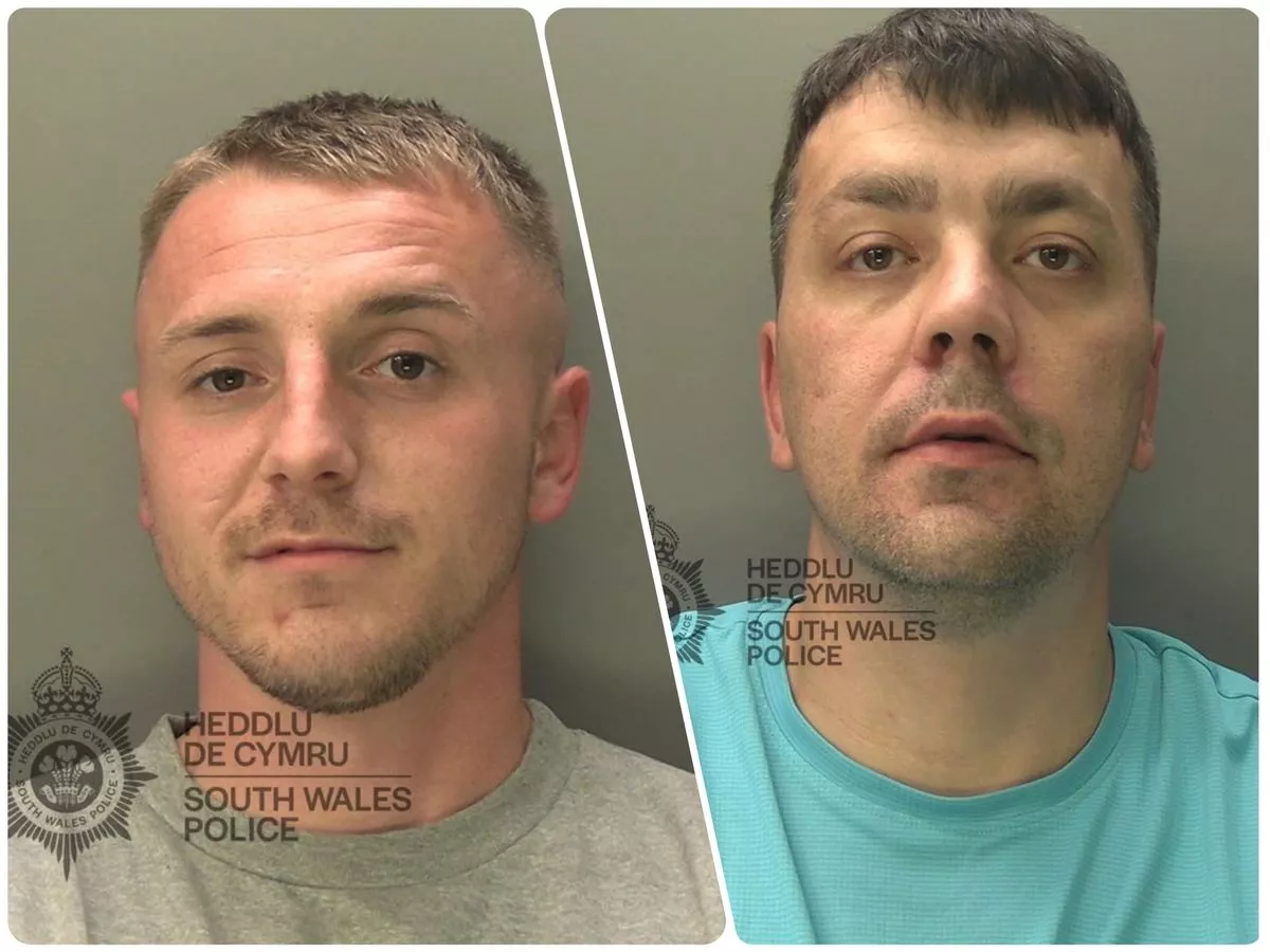 Two mugshots of white men, one in his 20s and one in his 30s