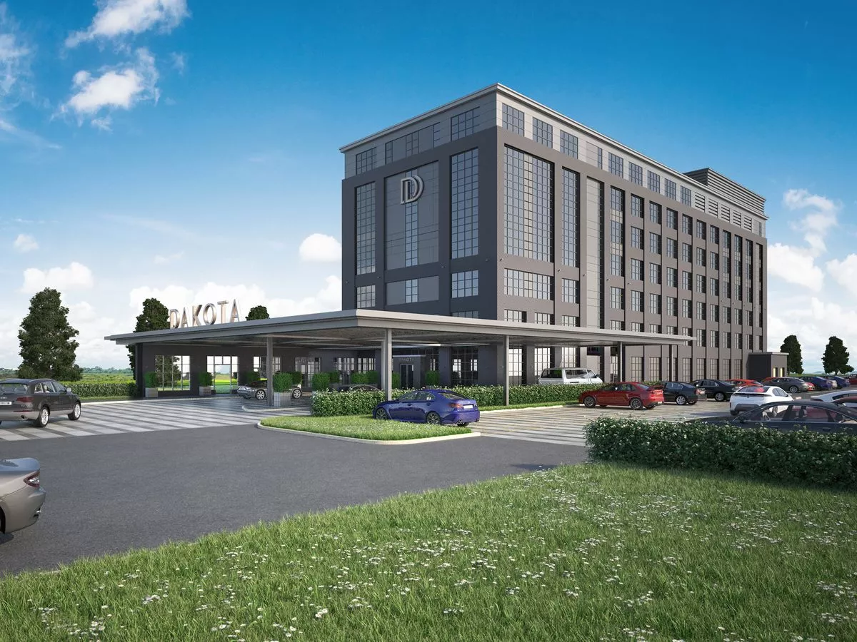 CGIs show the exterior of the hotel