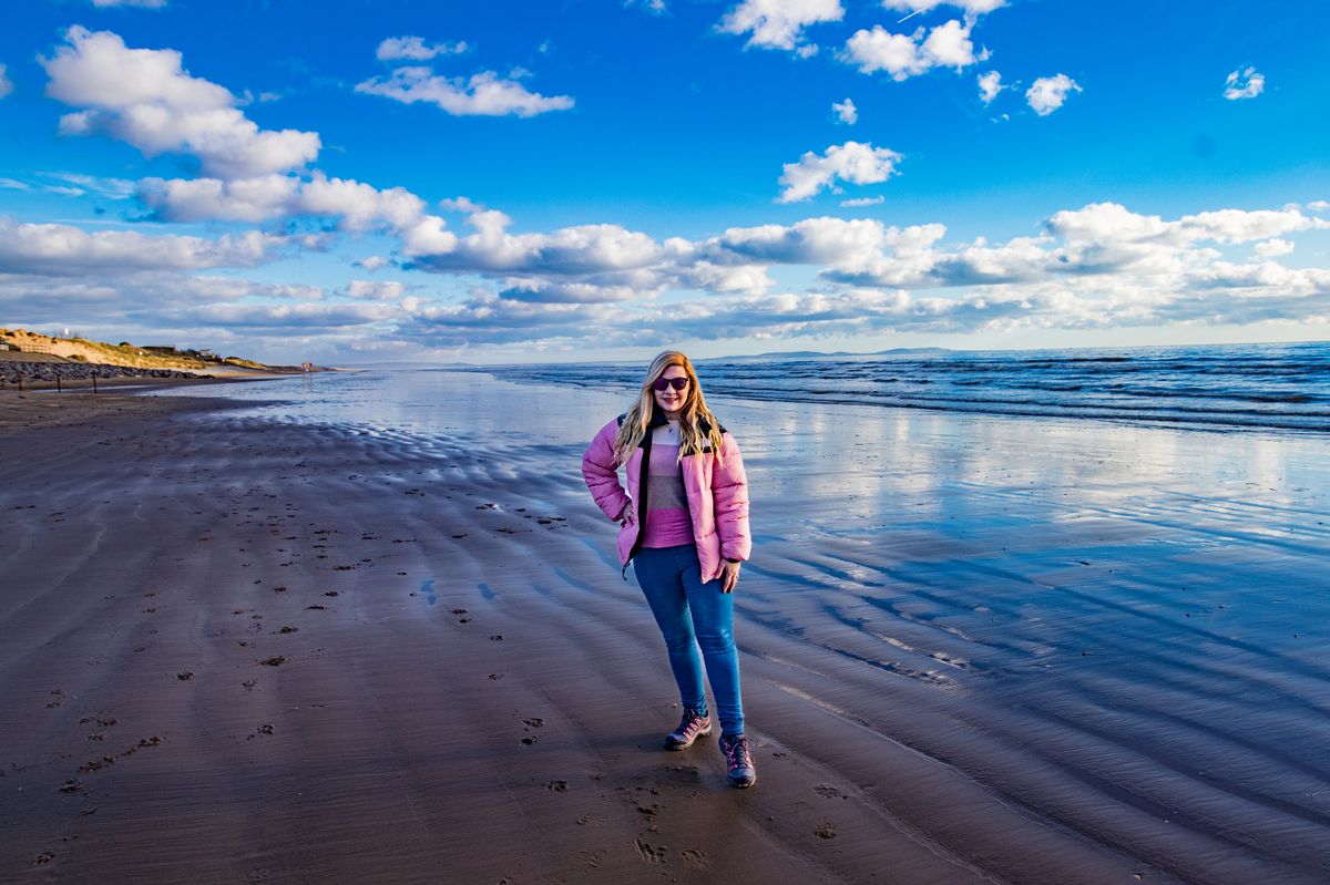 A woman on a beach