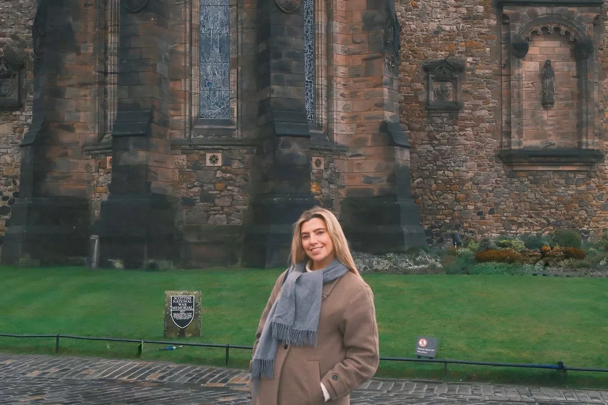 Laura Mulley outside Edinburgh Castle