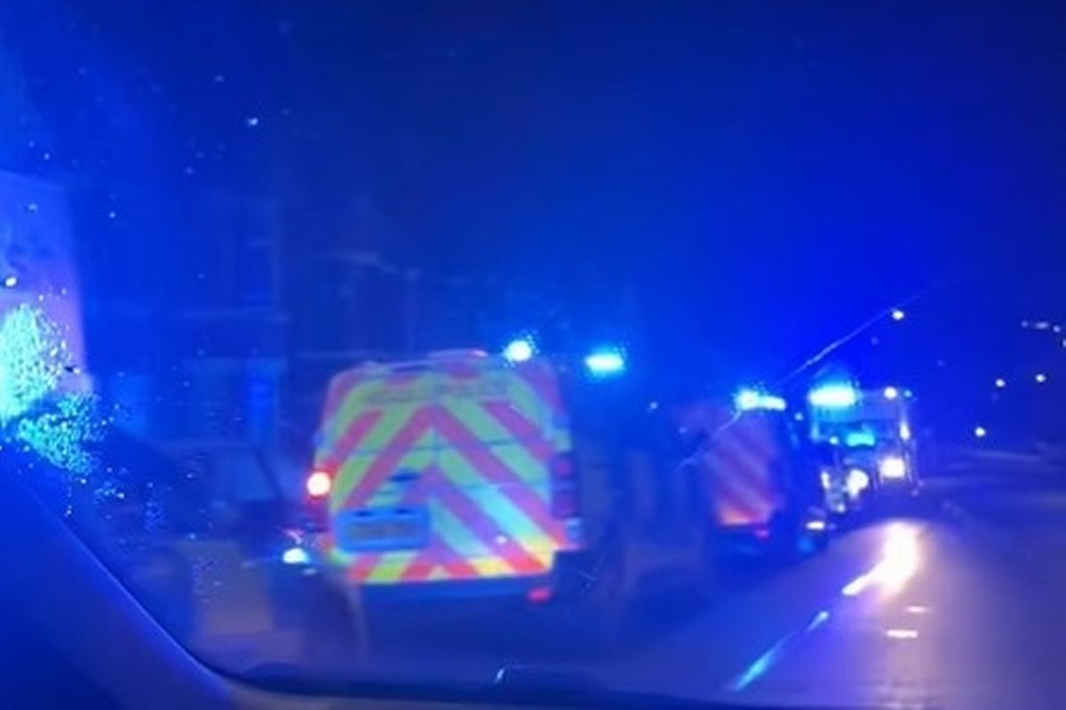A large emergency services presence was seen on the road after midnight.