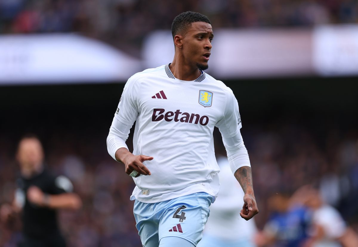 Ezri Konsa of Aston Villa  during the Premier League match between Ipswich Town FC and Aston Villa FC at Portman Road