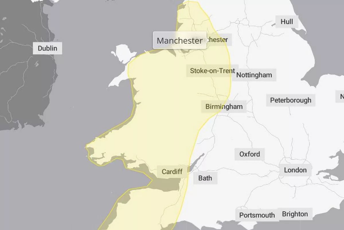Manchester was covered by the yellow weather warning
