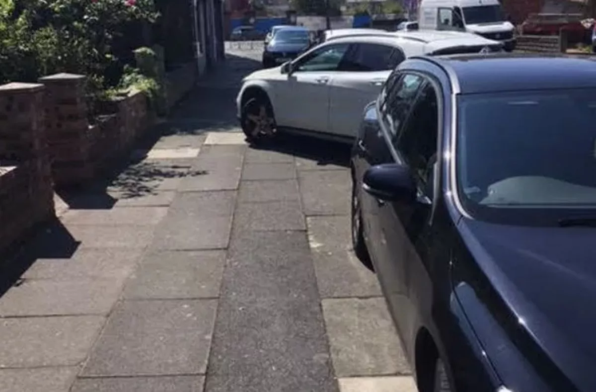 Pavement parking in Honey's Green Lane, West Derby
