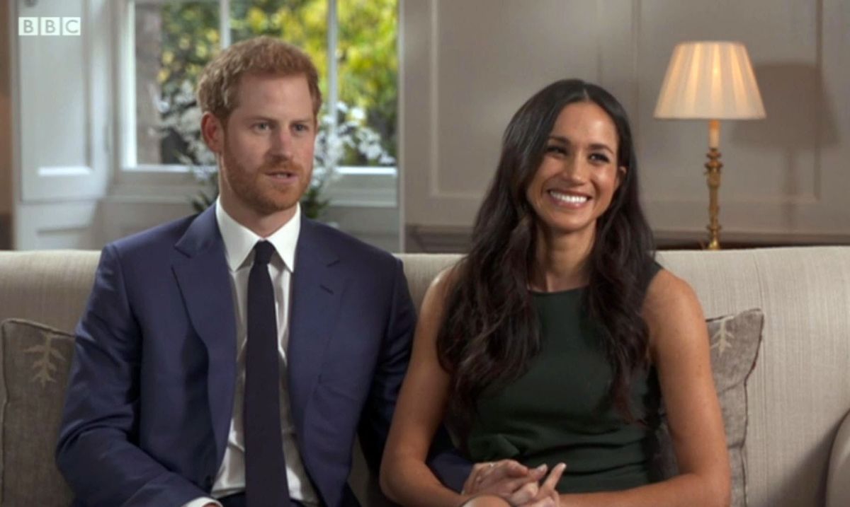 Harry and Meghan during their engagement interview with the BBC in 2018