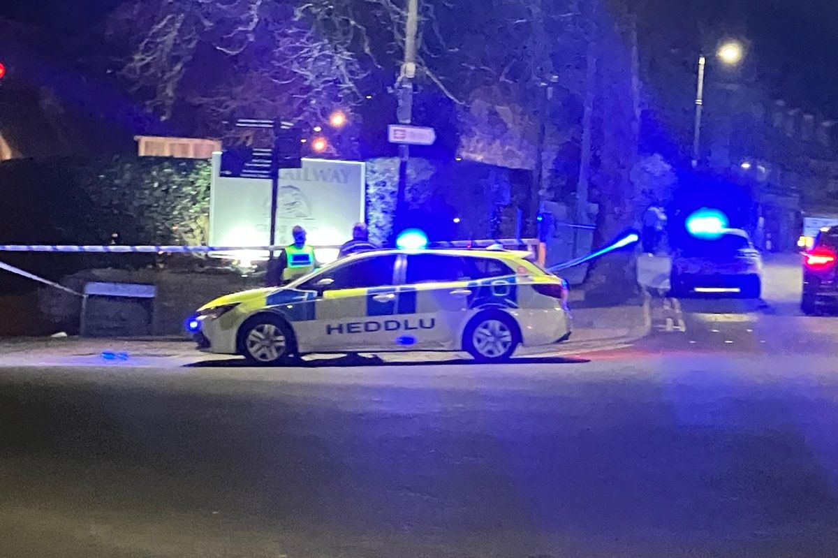 Police car outside The Railway 