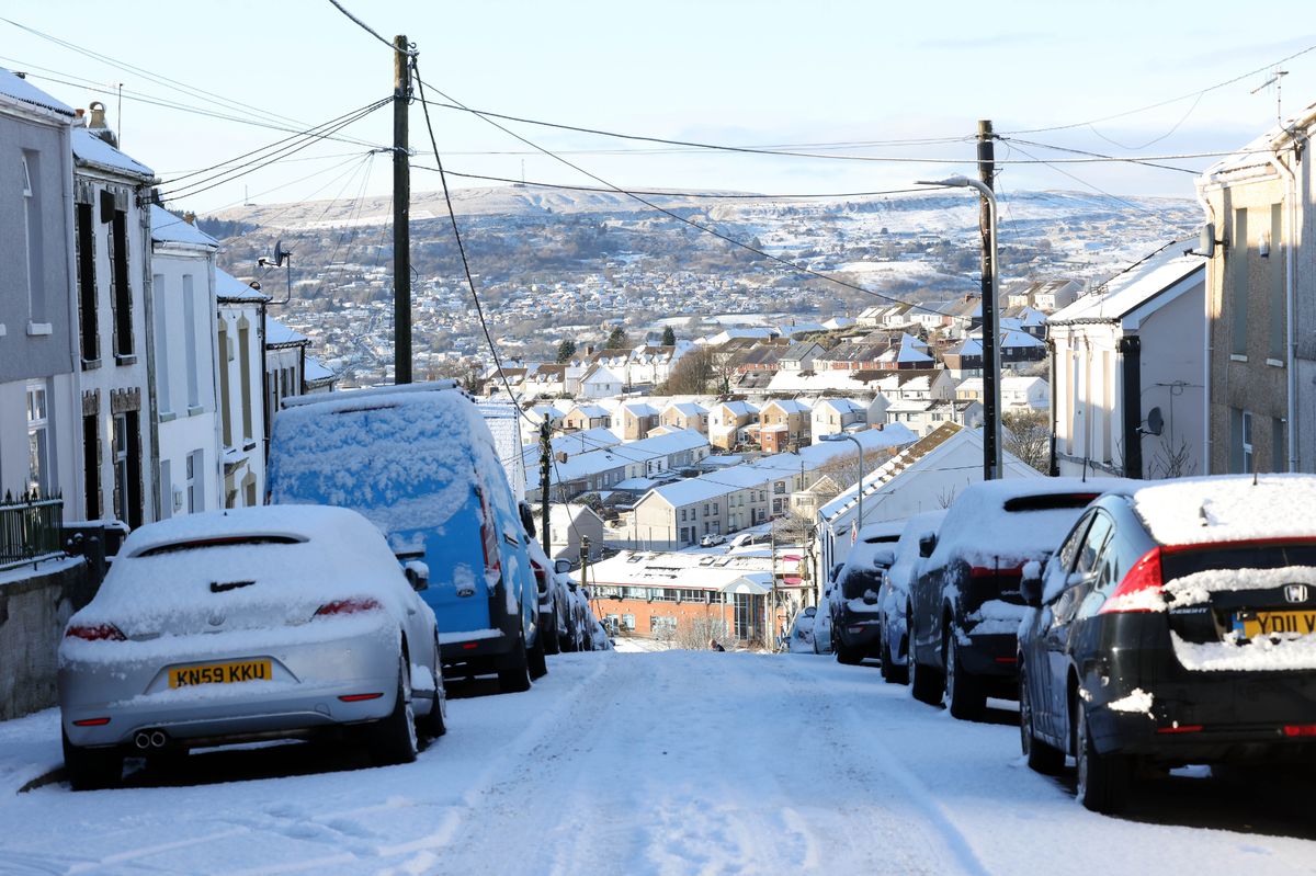 Snowy scene in Welsh valley