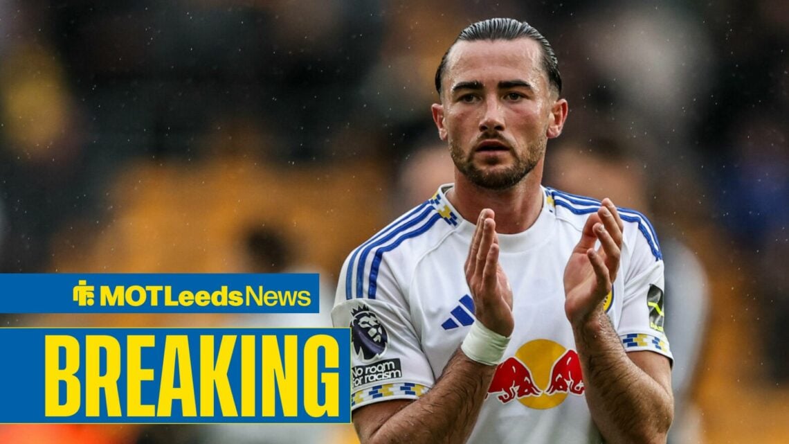 Jack Harrison applauding in Leeds home kit