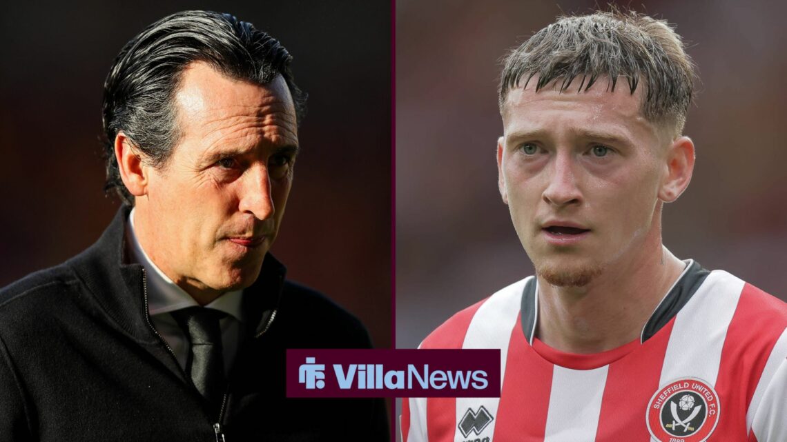 Unai Emery looking in the direction of Louie Barry.