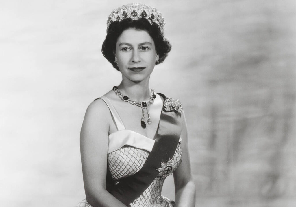 Portrait of Queen Elizabeth II by Baron, released to mark the Queen’s State Visit to France in April 1957.Queen Elizabeth II, Baron, 1956