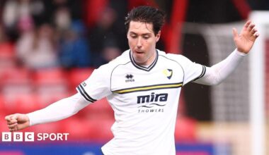 Isaac Hutchinson in action for Cheltenham