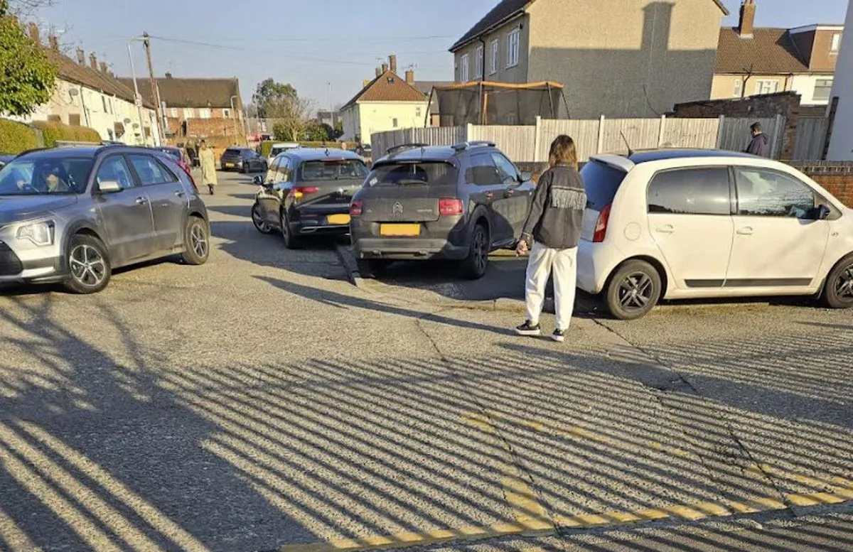 Pavement parking is out of control outside Hunts Cross Primary School